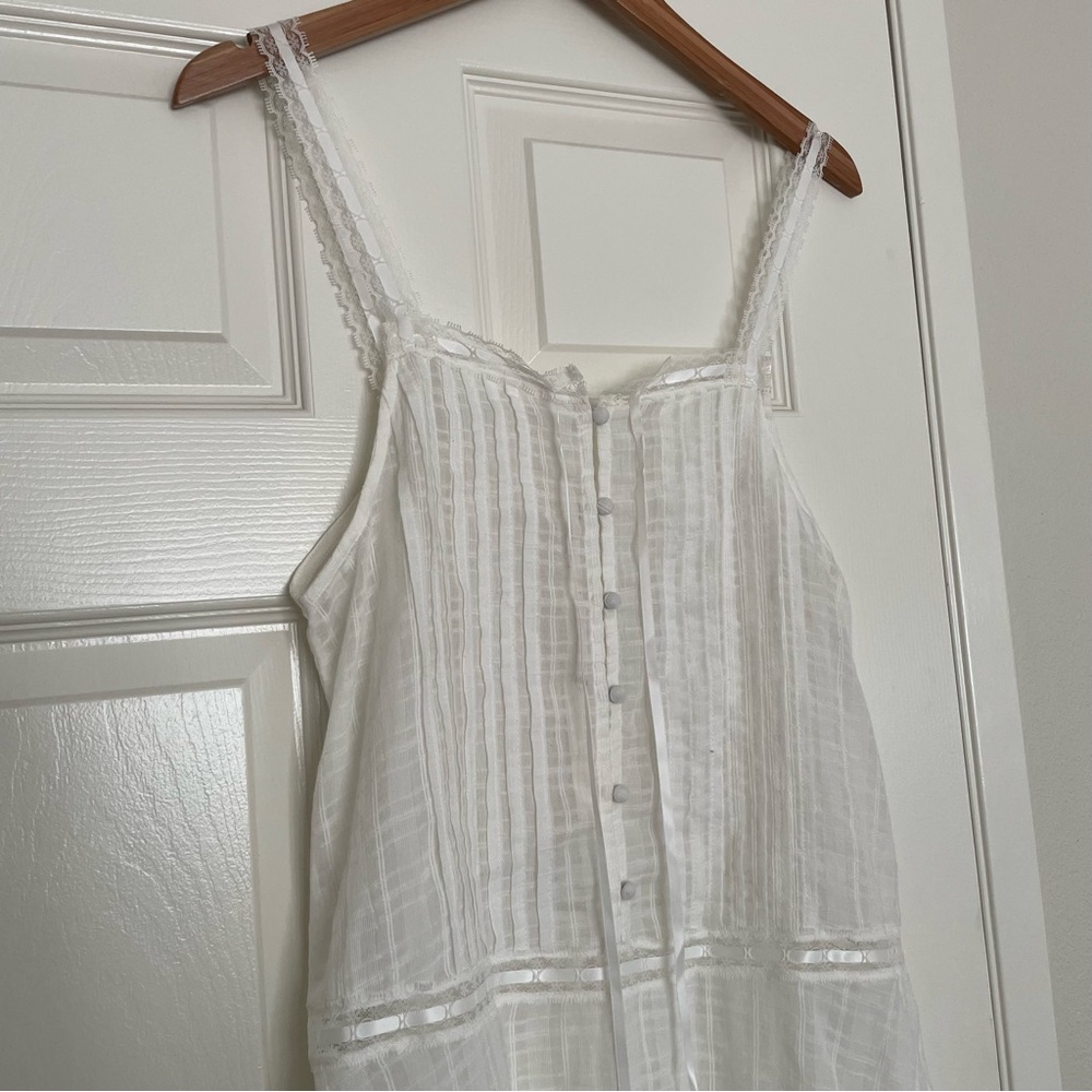 Anthropologie Ivory Lace-Trimmed Chemise - Picture 2 of 6